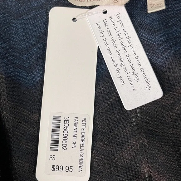 Soft Surroundings Gabriela Blue Chevron Duster Cardigan Sweater Petite Small - Picture 9 of 9